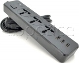 Фото Сетевой фильтр Voltronic 2 м 3 розетки 3 USB Black (ТВ-Т13-Black)