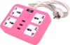 Фото товара Сетевой фильтр Voltronic 2 м 4 розетки 3 USB Pink (ТВ-Т15-Pink)