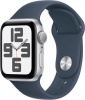 Фото товара Смарт-часы Apple Watch SE2 40mm GPS Silver Aluminium/Storm Blue Sport Band S/M (MRE13QP/A)