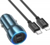 Фото товара Автомобильное З/У Hoco Z48 Tough 40W + кабель Type-C to Lightning Sapphire Blue (6931474795021)