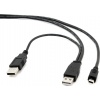 Фото товара Кабель USB2.0 AM -> mini-USB Cablexpert 0.9 м, с двойным питанием (CCP-USB22-AM5P-3)