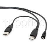 Фото Кабель USB2.0 AM -> mini-USB Cablexpert 0.9 м, с двойным питанием (CCP-USB22-AM5P-3)