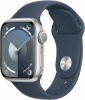 Фото товара Смарт-часы Apple Watch Series 9 41mm GPS Silver Aluminium/Storm Blue Sport Band S/M (MR903QP/A)