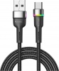 Фото товара Кабель USB -> Type C Essager Colorful LED 3A 1 м Black (EXCT-XCD01)