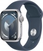Фото товара Смарт-часы Apple Watch Series 9 41mm GPS Silver Aluminium/Storm Blue Sport Band M/L (MR913)
