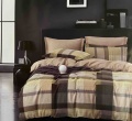 Фото Комплект постельного белья ШЕМ Royal Satin евро Клетка коричнево-желтая 220х200 см