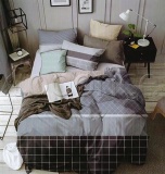 Фото Комплект постельного белья ШЕМ Royal Satin полуторный Полоска серо-коричневая 150х215 см