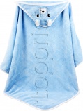Фото Детское полотенце с капюшоном HomeBrand Голубое с вышивкой (60089)