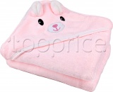Фото Детское полотенце с капюшоном HomeBrand Светло-розовое с вышивкой (60093)
