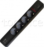 Фото Сетевой фильтр Euroelectric 2 м, 4 розетки + USB/Type C Black (EE-104USB/C-2M(black))