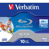 Фото BD-R DL Verbatim 50Gb 6x Wide Printable (10 Pack Jewel Box) (43736)