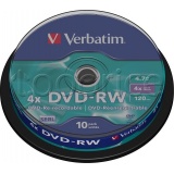 Фото DVD-RW Verbatim Matt Silver 4.7Gb 4x (10 Pack Cakebox) (43552)