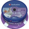 Фото DVD+R DL Verbatim Inkjet Printable 8.5Gb 8x (25 Pack Spindle Wrap) (43667)
