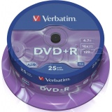 Фото DVD+R Verbatim Matt Silver 4.7Gb 16x (25 Pack Cakebox) (43500)