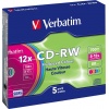 Фото товара CD-RW Verbatim 700Mb 12x Colour (5 Pack Slim Case) (43167)