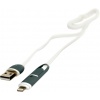 Фото товара Кабель USB2.0 AM -> Lightning/micro-USB PowerPlant 2in1 Quick Charge Flat White 1 м (KD00AS1292)