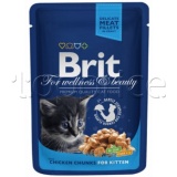 Фото Консервы для котов Brit Premium Cat pouch курица для котят 100 г (100274 /506026)