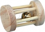 Фото Игрушка-валик деревянная для грызунов Trixie со звонком 3,5x5 см (6183)