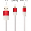 Фото товара Кабель USB2.0 AM -> Lightning/micro-USB Drobak 1 м DR-1622 White (219092)