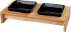 Фото товара Подставка Trixie деревянная + керамические миски черные 2x0,2 л/28x5x15 см (24820)